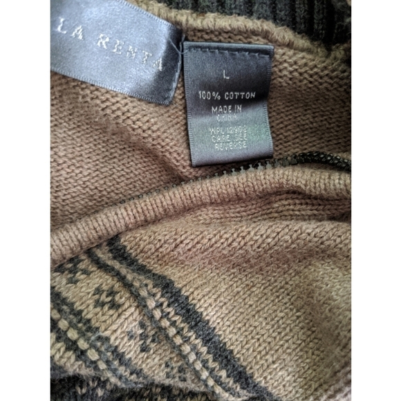 Oscar de la Renta Quarter Zip 100% Cotton Sweater - Picture 3 of 8